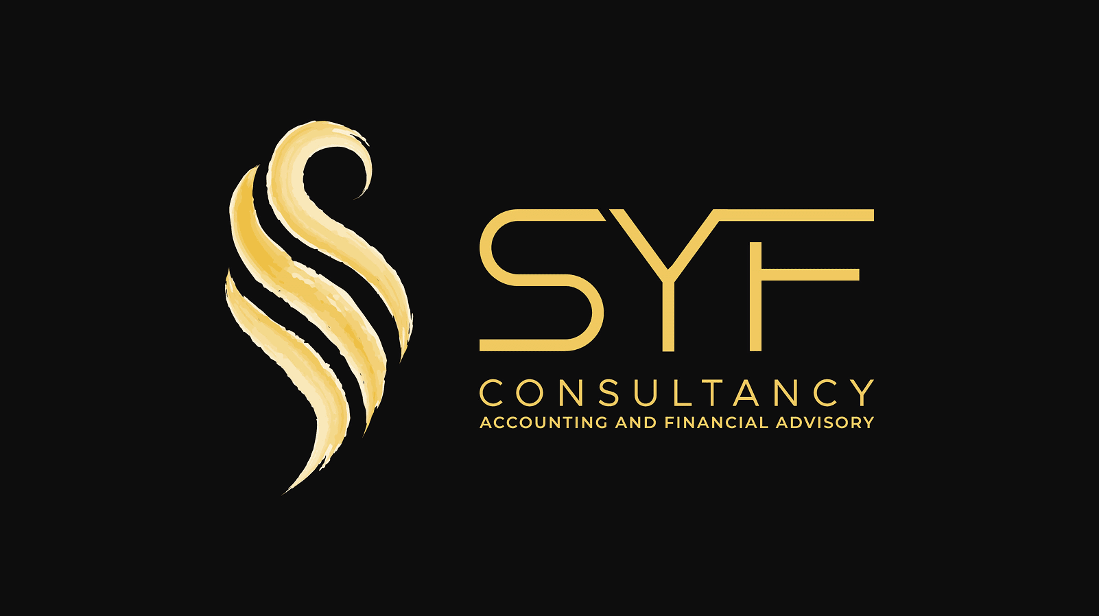 Gold SYF Consultancy logo on black background