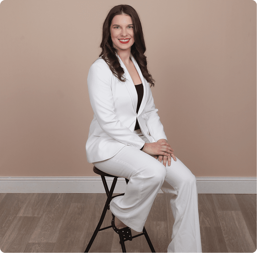 Confident woman posing in formal attire
